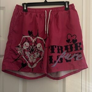 True Love Pink Graphic Shorts